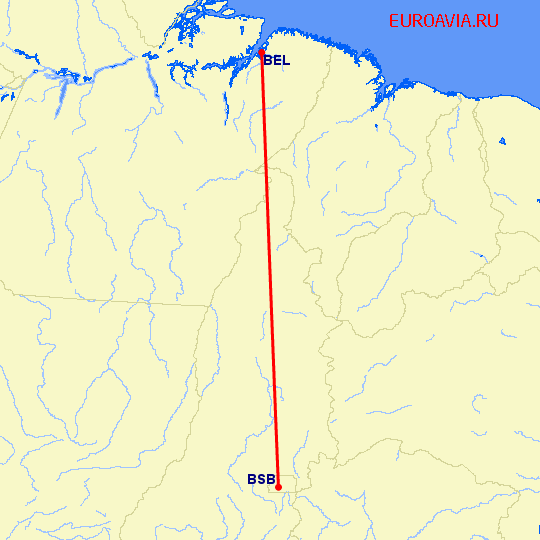 перелет Белем — Бразилия на карте