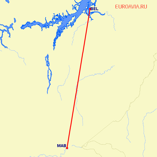 перелет Белем — Maraba на карте
