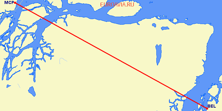 перелет Белем — Macapa на карте