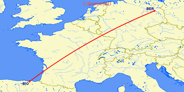 перелет Берлин — Бильбао на карте