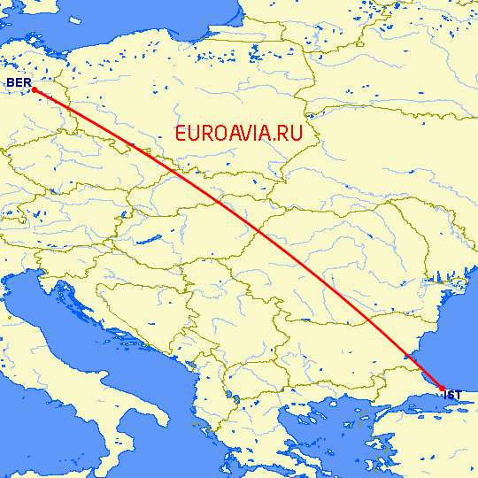 перелет Берлин — Стамбул на карте