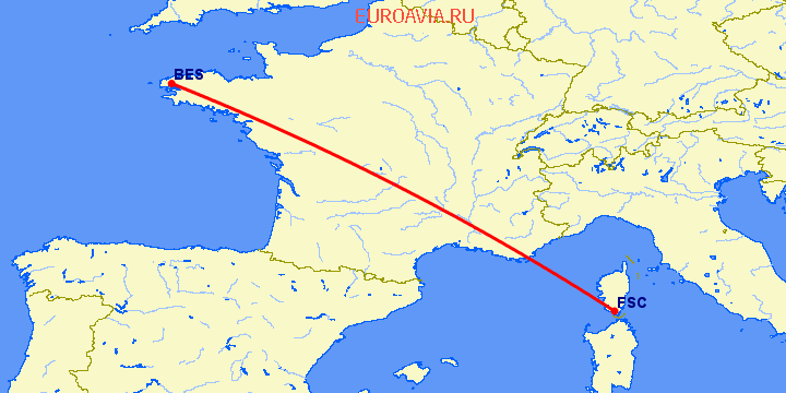 перелет Брест — Figari на карте