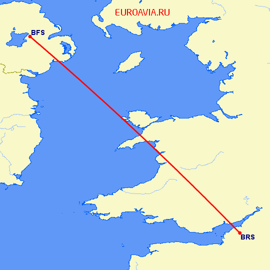 перелет Белфаст — Бристоль на карте