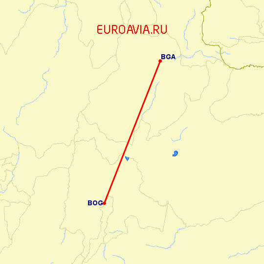 перелет Букараманга — Богота на карте