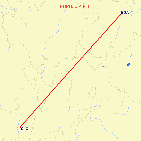перелет Букараманга — Кали на карте