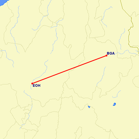 перелет Букараманга — Medellin на карте