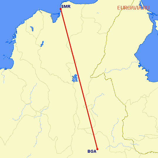 перелет Букараманга — Санта Марта на карте
