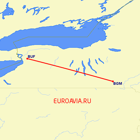 перелет Binghamton — Буффало на карте