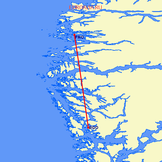 перелет Берген — Флоро на карте
