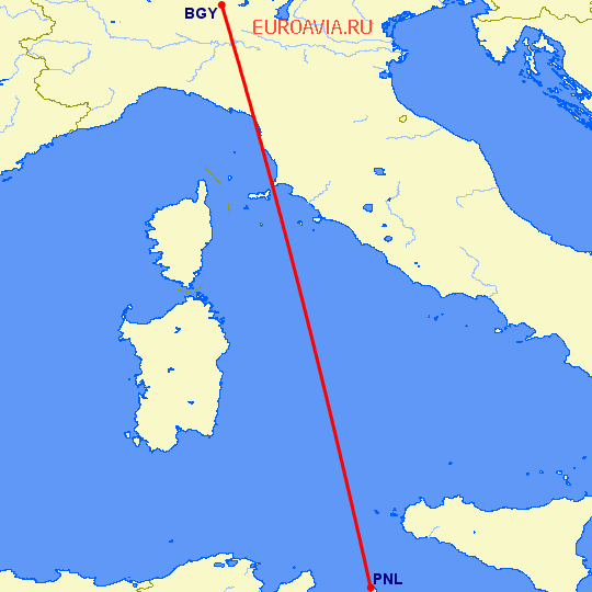 перелет Бергамо — Pantelleria на карте