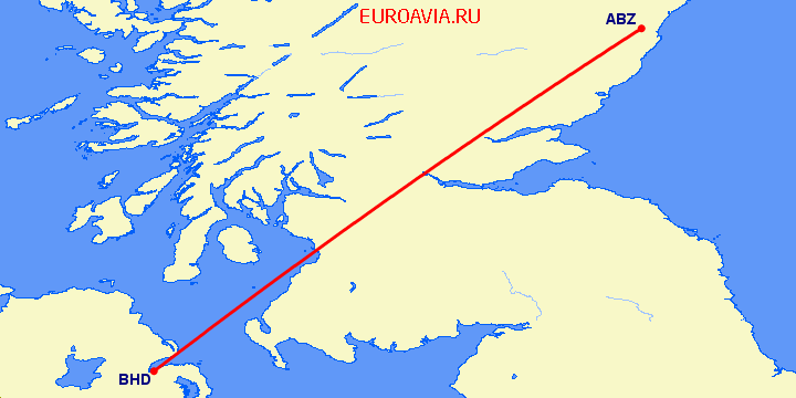 перелет Белфаст — Абердин на карте
