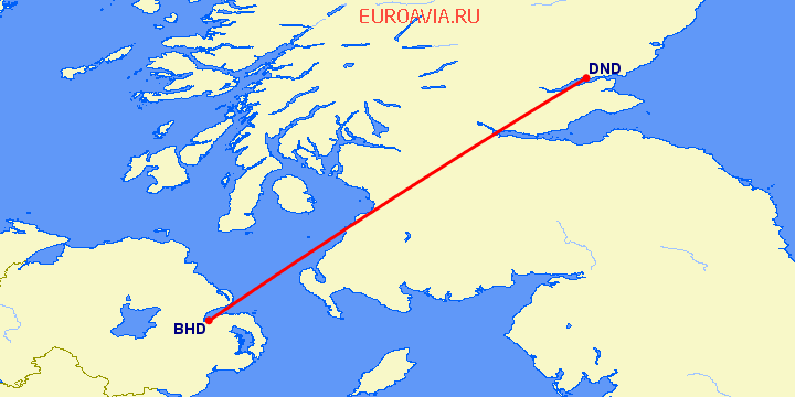перелет Белфаст — Данди на карте