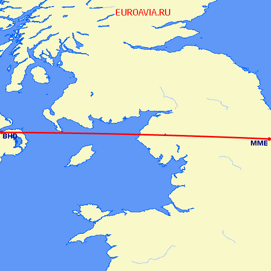 перелет Белфаст — Тиссайд на карте