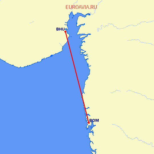 перелет Бхавнагар — Бомбей на карте