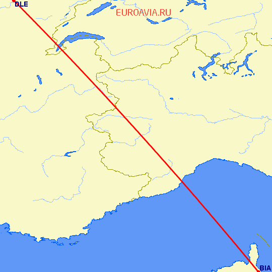 перелет Бастия — Dole на карте