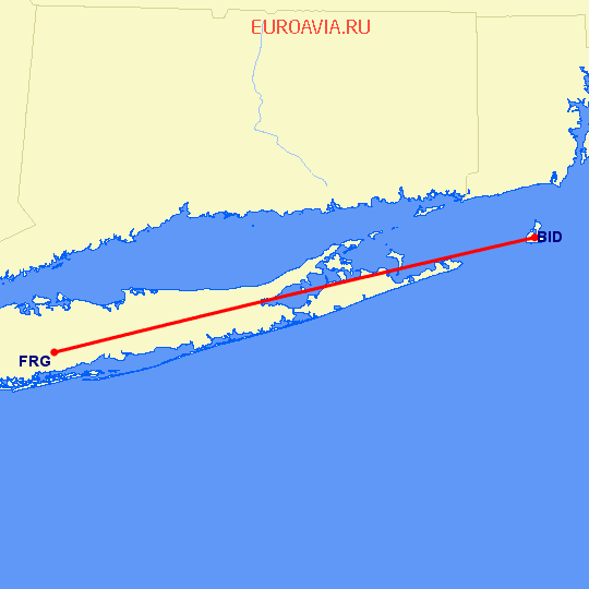 перелет Block Island — Farmingdale на карте