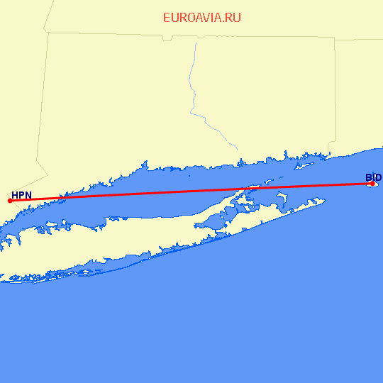 перелет Block Island — White Plains на карте