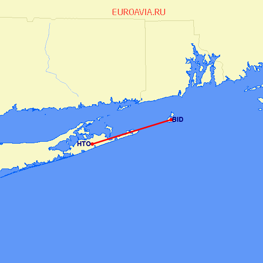 перелет Block Island — East Hampton на карте