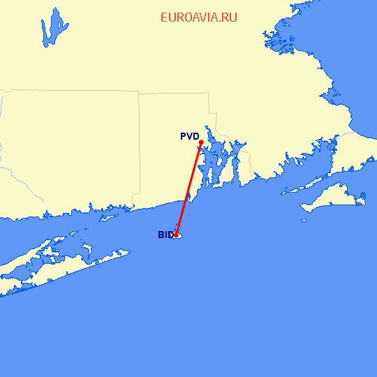 перелет Block Island — Провиденс на карте