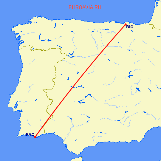 перелет Бильбао — Фару на карте