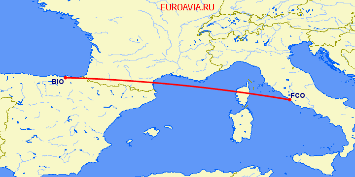 перелет Бильбао — Рим на карте