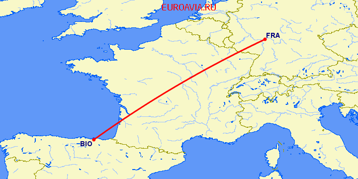 перелет Бильбао — Франкфурт на Майне на карте