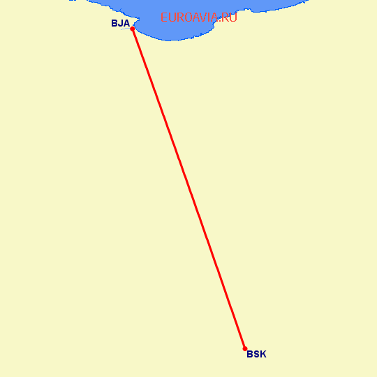 перелет Bejaia — Бискра на карте