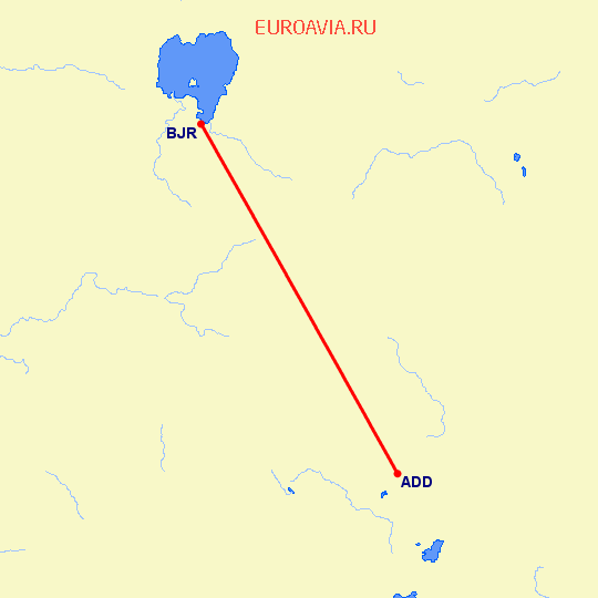 перелет Бахар Дар — Аддис Абеба на карте