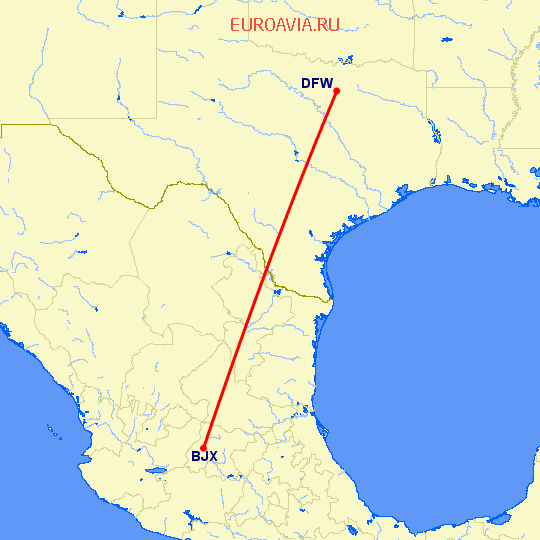 перелет Лейн — Даллас на карте