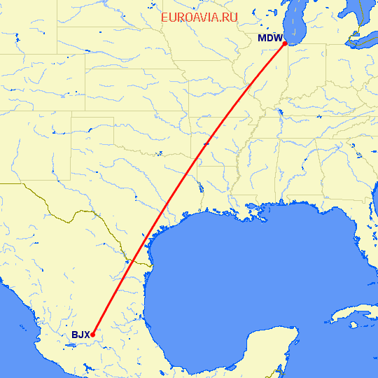 перелет Лейн — Чикаго на карте