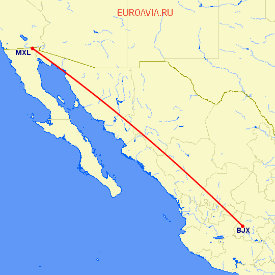 перелет Лейн — Mexicali на карте