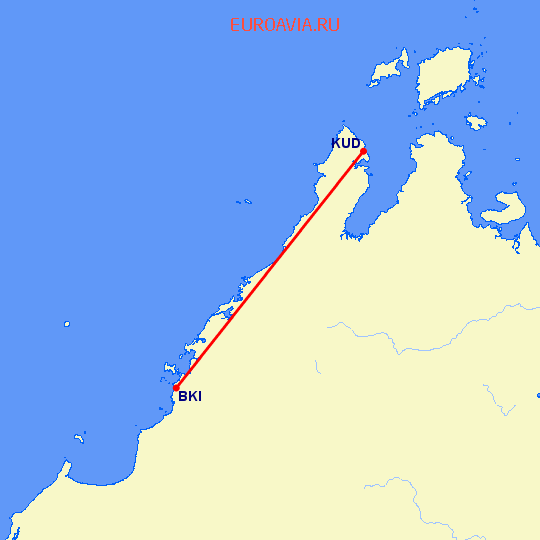 перелет Kota-Kinabalu — Kudat на карте