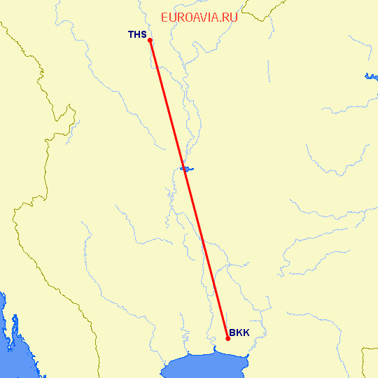 перелет Бангкок — Sukhothai (sawankolok) на карте