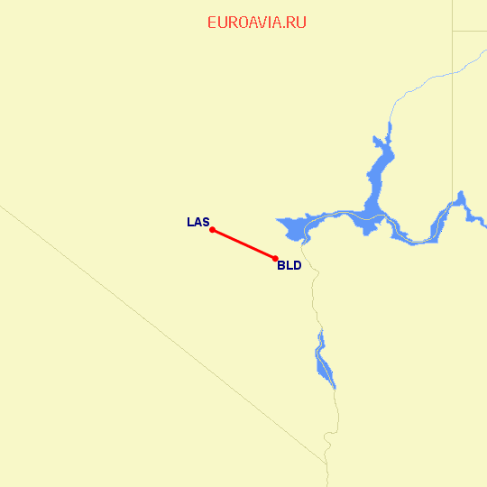 перелет Boulder City — Лас Вегас на карте