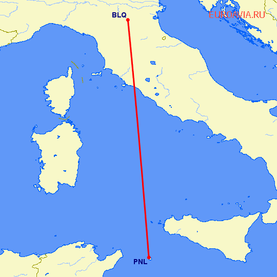 перелет Болонья — Pantelleria на карте
