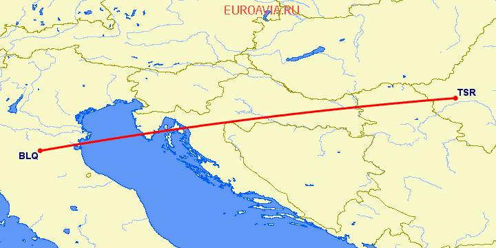 перелет Болонья — Тимишоара на карте