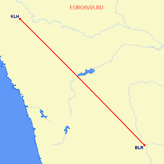 перелет Бангалор — Колхапур на карте