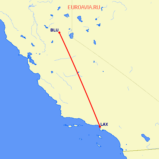 перелет Blue Canyon — Лос Анджелес на карте