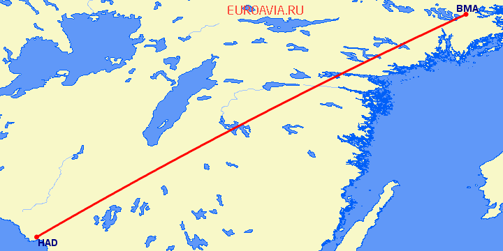 перелет Стокгольм — Халмстад на карте