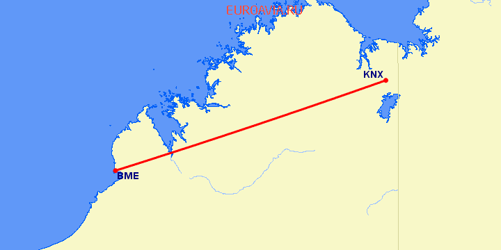 перелет Брум — Кунунурра на карте
