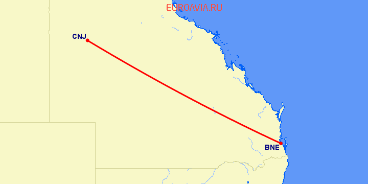 перелет Брисбен — Клонкарри на карте