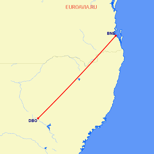 перелет Брисбен — Дуббо на карте