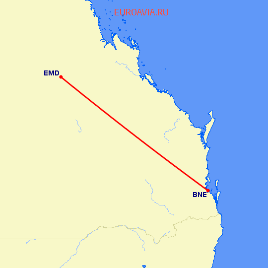 перелет Брисбен — Эмералд на карте