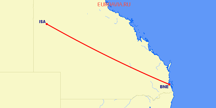перелет Брисбен — Mount Isa на карте
