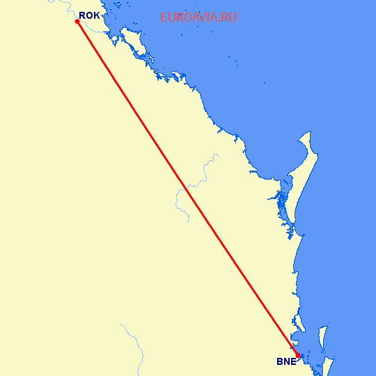 перелет Брисбен — Рокгемптон на карте