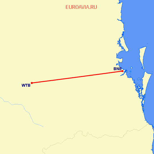перелет Брисбен — Тувумба на карте