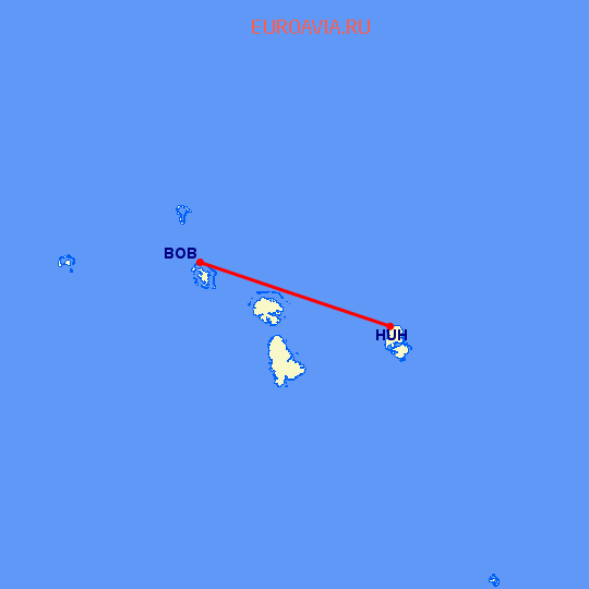 перелет Bora Bora — Huahine на карте