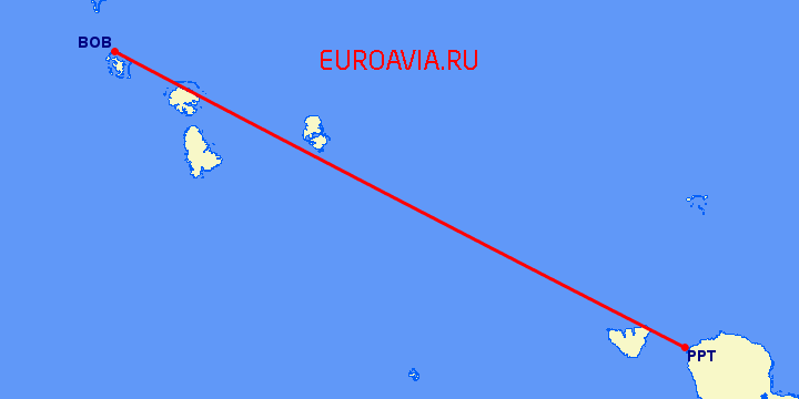 перелет Bora Bora — Папеэте на карте