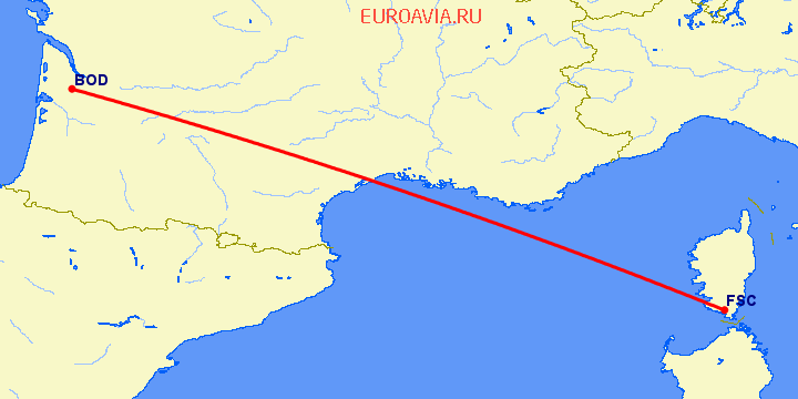 перелет Бордо — Figari на карте
