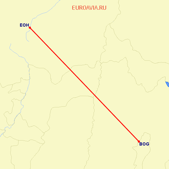 перелет Богота — Medellin на карте